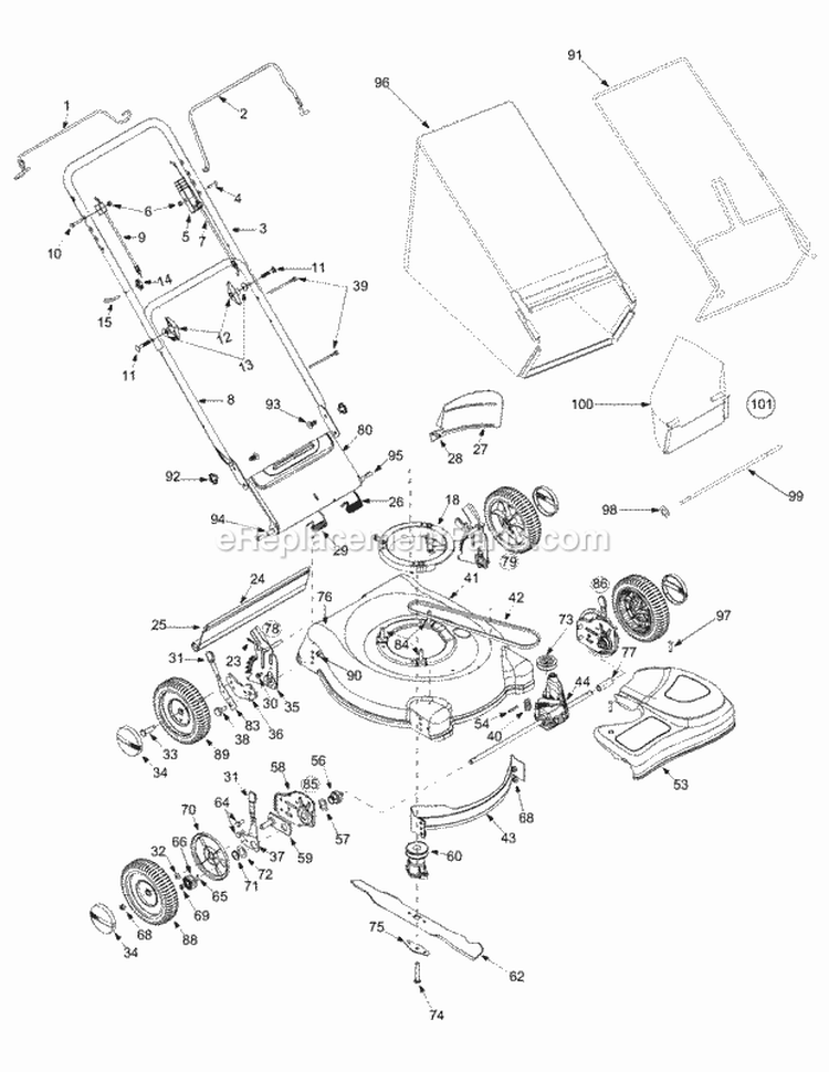 General Assembly Diagram and Parts List for 12A-446M129 2003 Yard Machines Lawn Mower